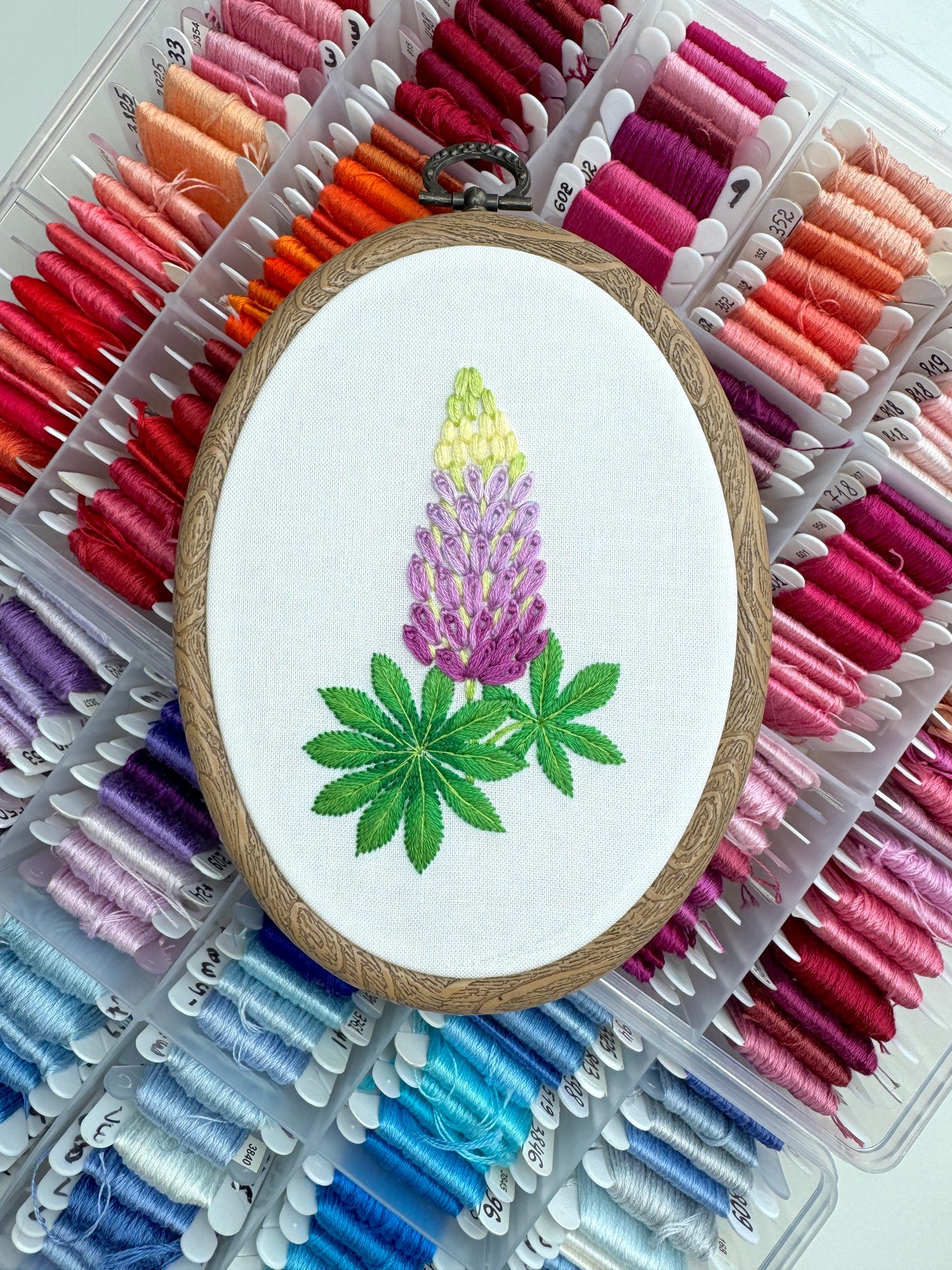 Lupin Hand Embroidery Pattern | PDF + Video Tutorials for Beginners and Intermediate Stitchers | 7-8 in Hoop Size (Copy) (Copy)