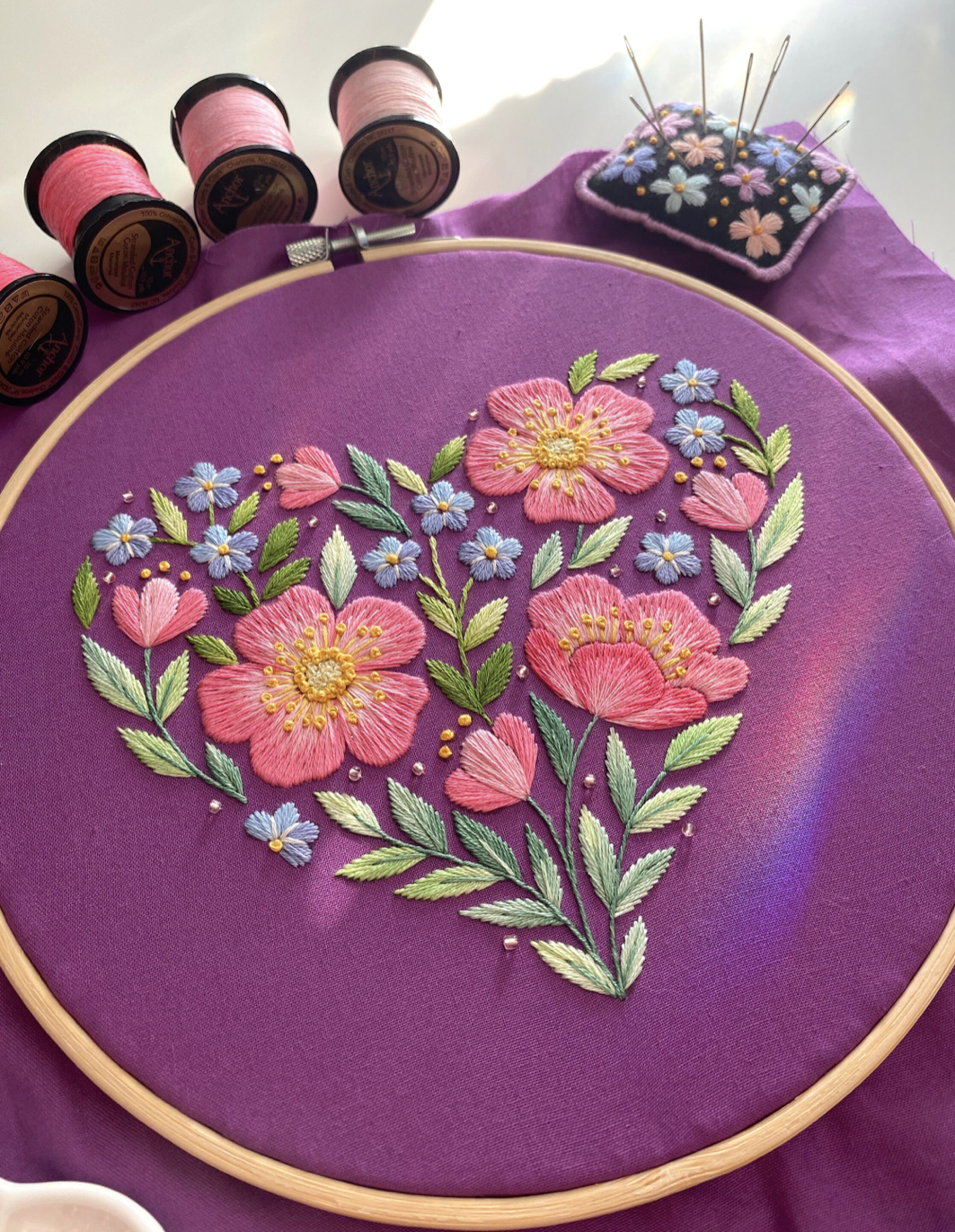 Purple Blooming Heart π Valentine's Day Hand Embroidery Pattern