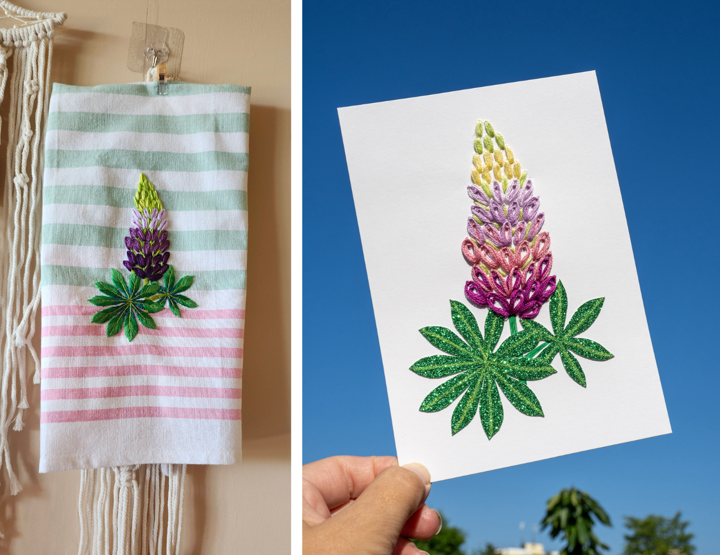 Lupin Hand Embroidery Pattern | PDF + Video Tutorials for Beginners and Intermediate Stitchers | 7-8 in Hoop Size (Copy) (Copy)
