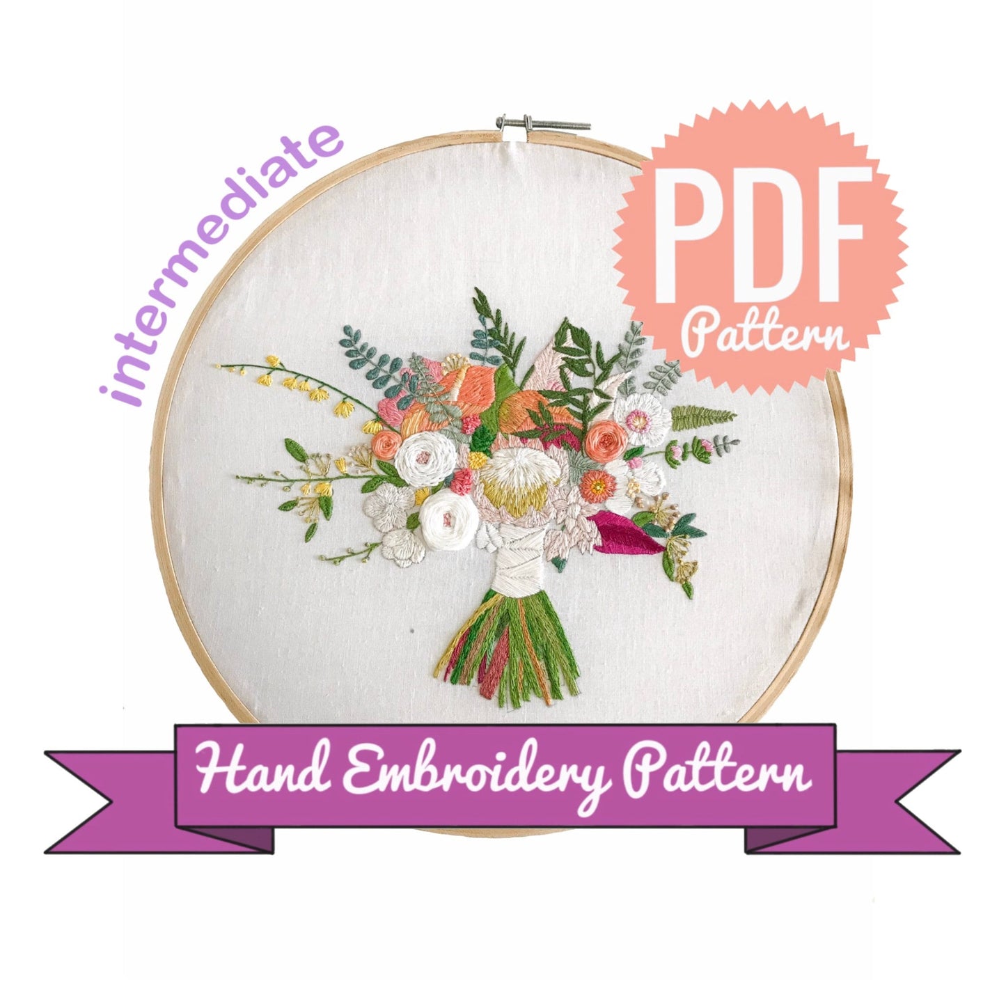 Wedding Bouquet - Hand Embroidery Pattern