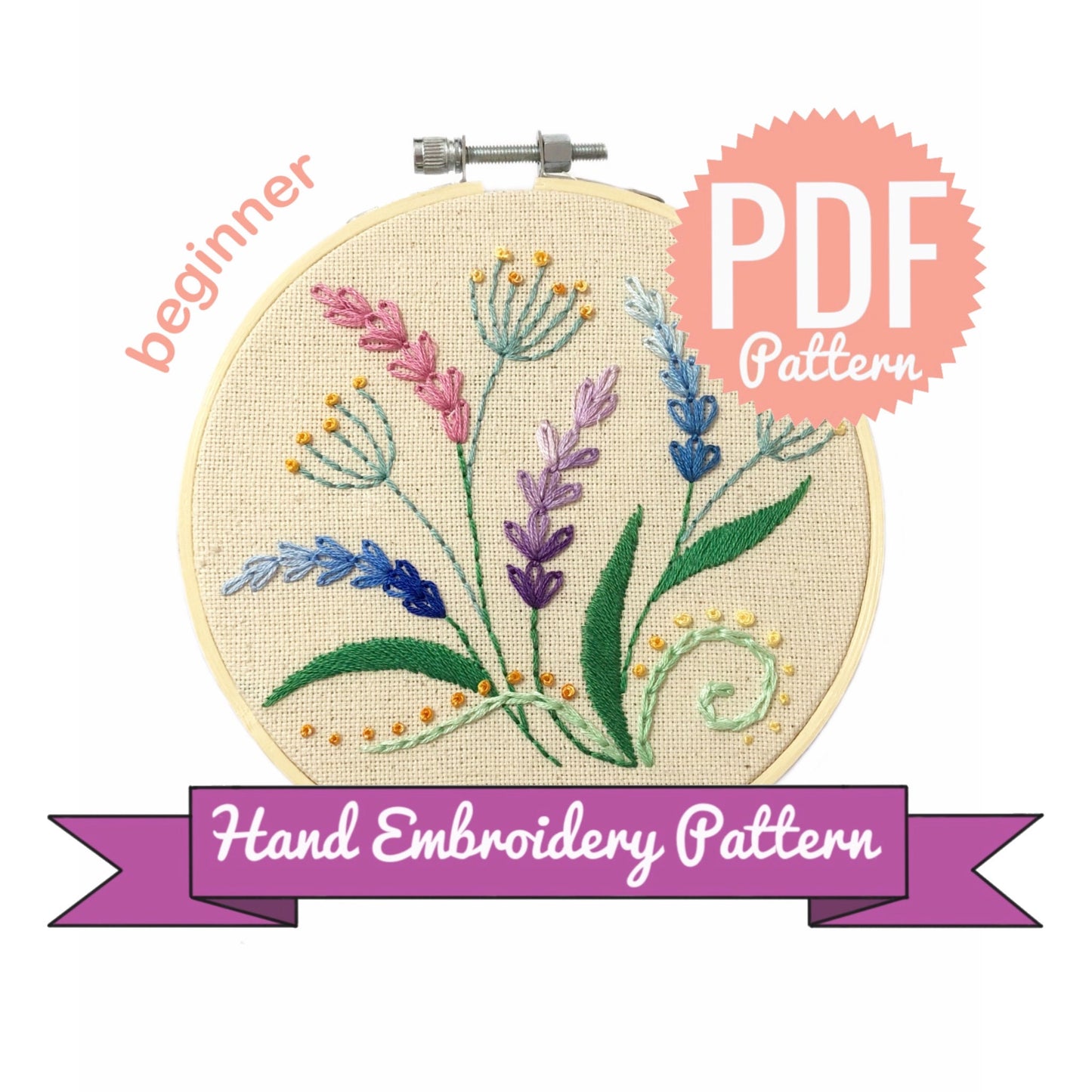 Wildflowers - Hand Embroidery Pattern for Beginners