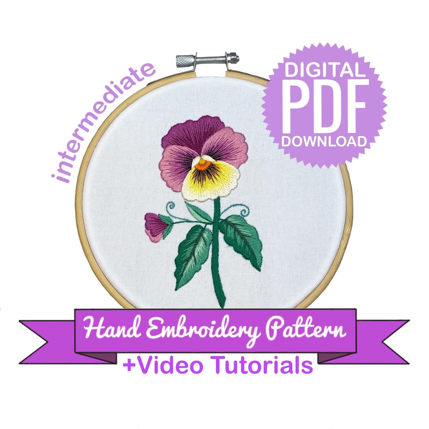 Pansy Miniature - Hand Embroidery Pattern