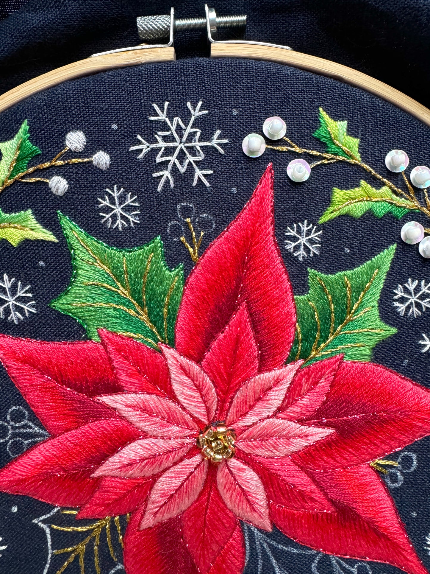 Poinsettia 🌺 Christmas Stitch-Along 🎄 Hand Embroidery Pattern + Video Tutorials