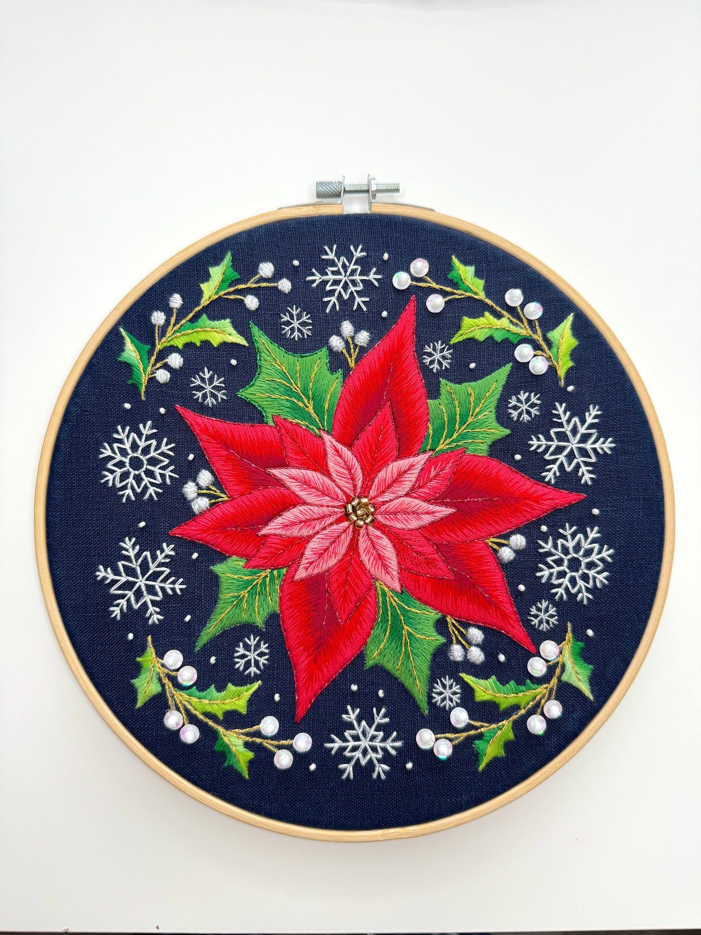 Poinsettia 🌺 Christmas Stitch-Along 🎄 Hand Embroidery Pattern + Video Tutorials