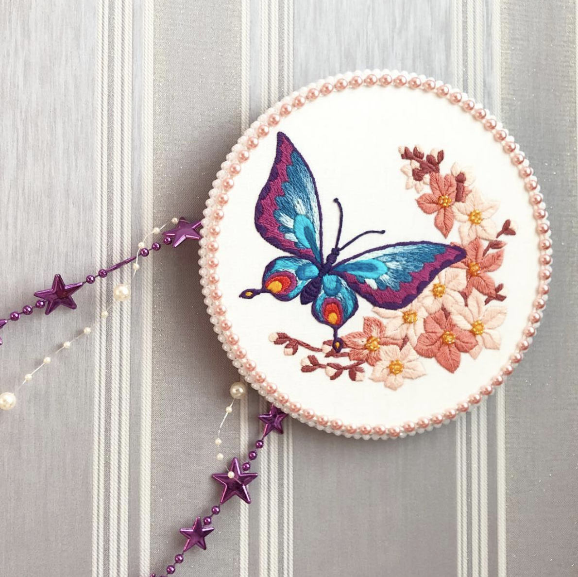 Butterfly and Sakura Hand Embroidery Pattern | Digital Download