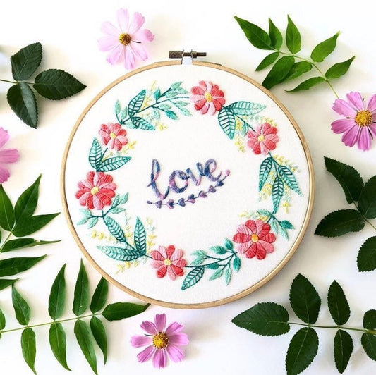 Love Flower Wreath - Hand Embroidery Pattern | Digital Download