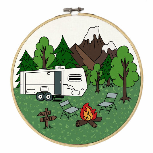 Camping Travel Trailer Hand Embroidery Pattern | Digital Download