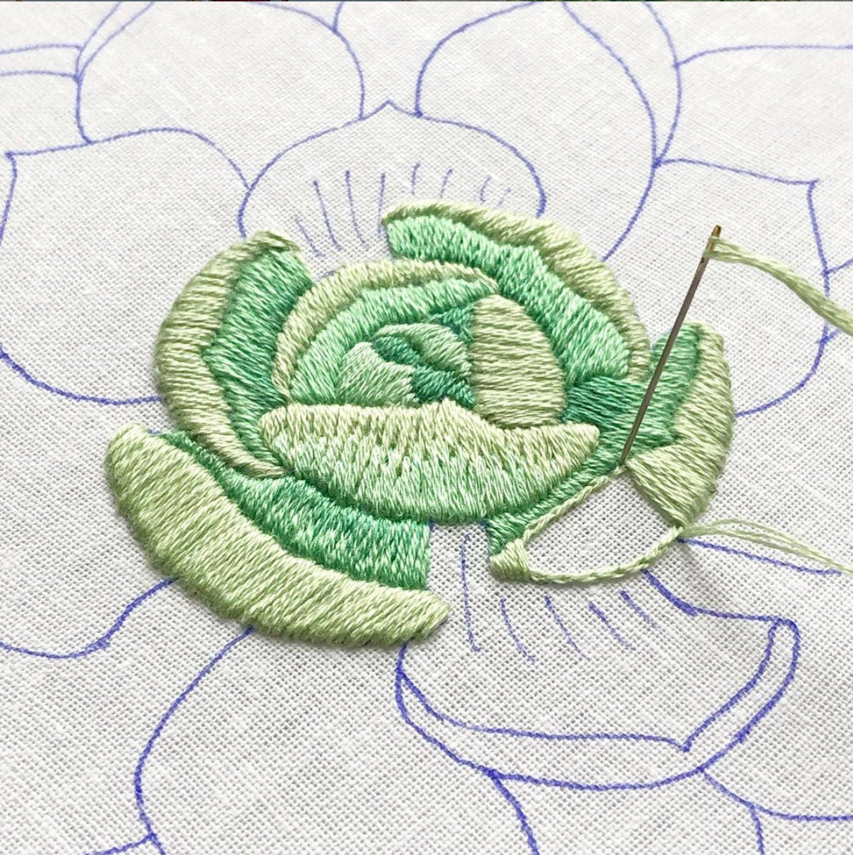 Succulent in Shades of Peach - Hand Embroidery Pattern | 5 and 7 inches | Digital Download PDF