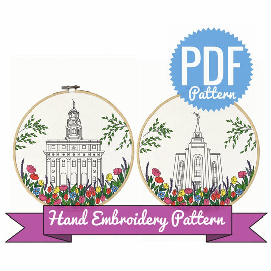 Mormon Temples Hand Embroidery Pattern | Digital Download