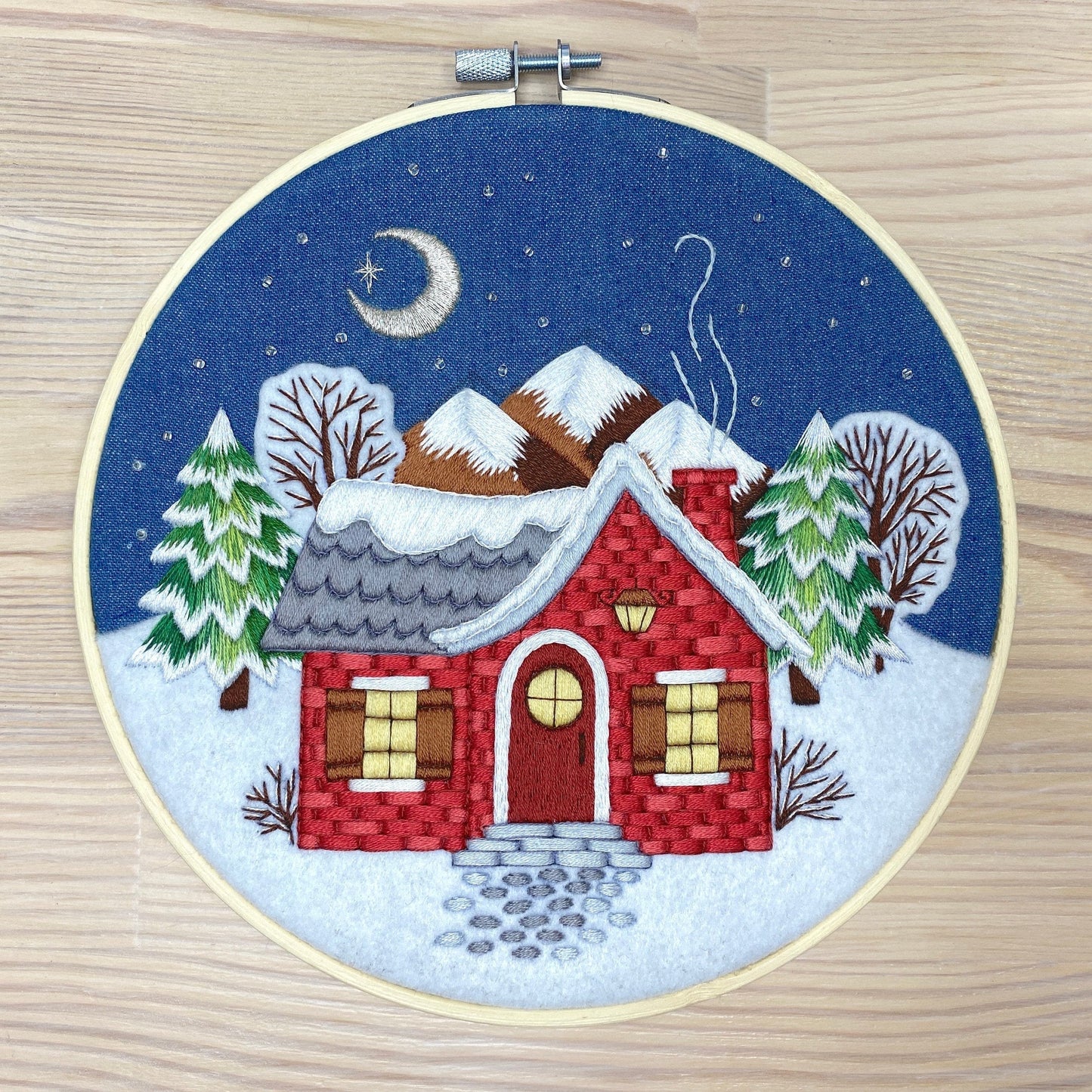 Cozy Winter Cottage Hand Embroidery Pattern PDF