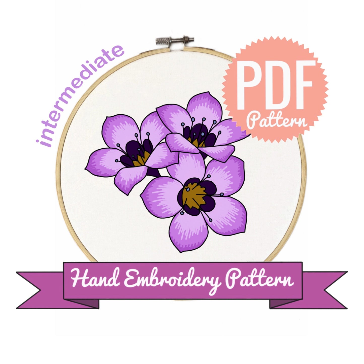 Bird Eye Flower Hand Embroidery Pattern | Digital Download