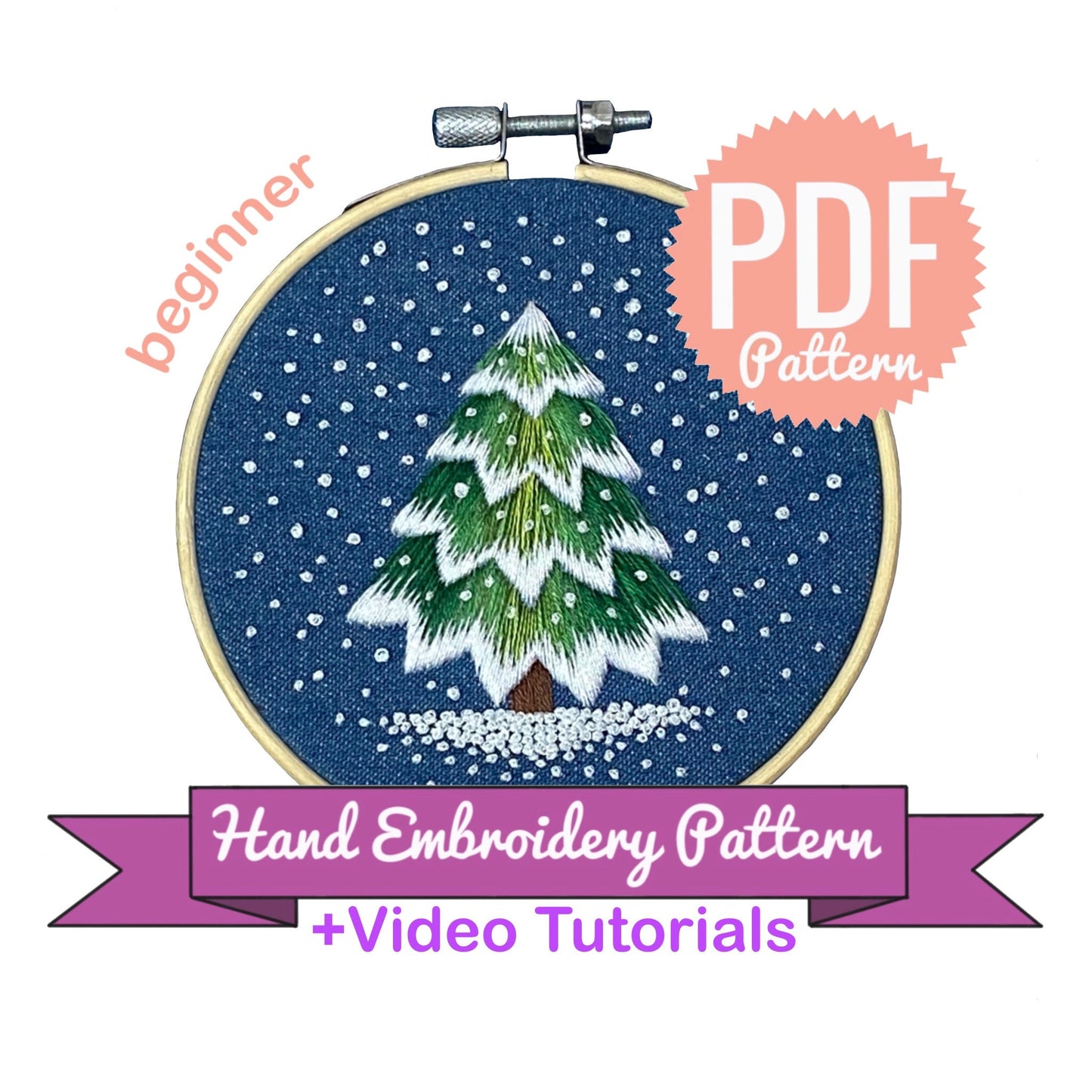 Christmas Tree Hand Embroidery Pattern