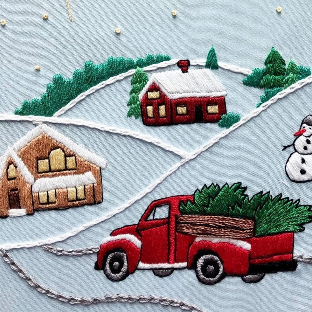 Christmas Truck Hand Embroidery Pattern | Digital Download
