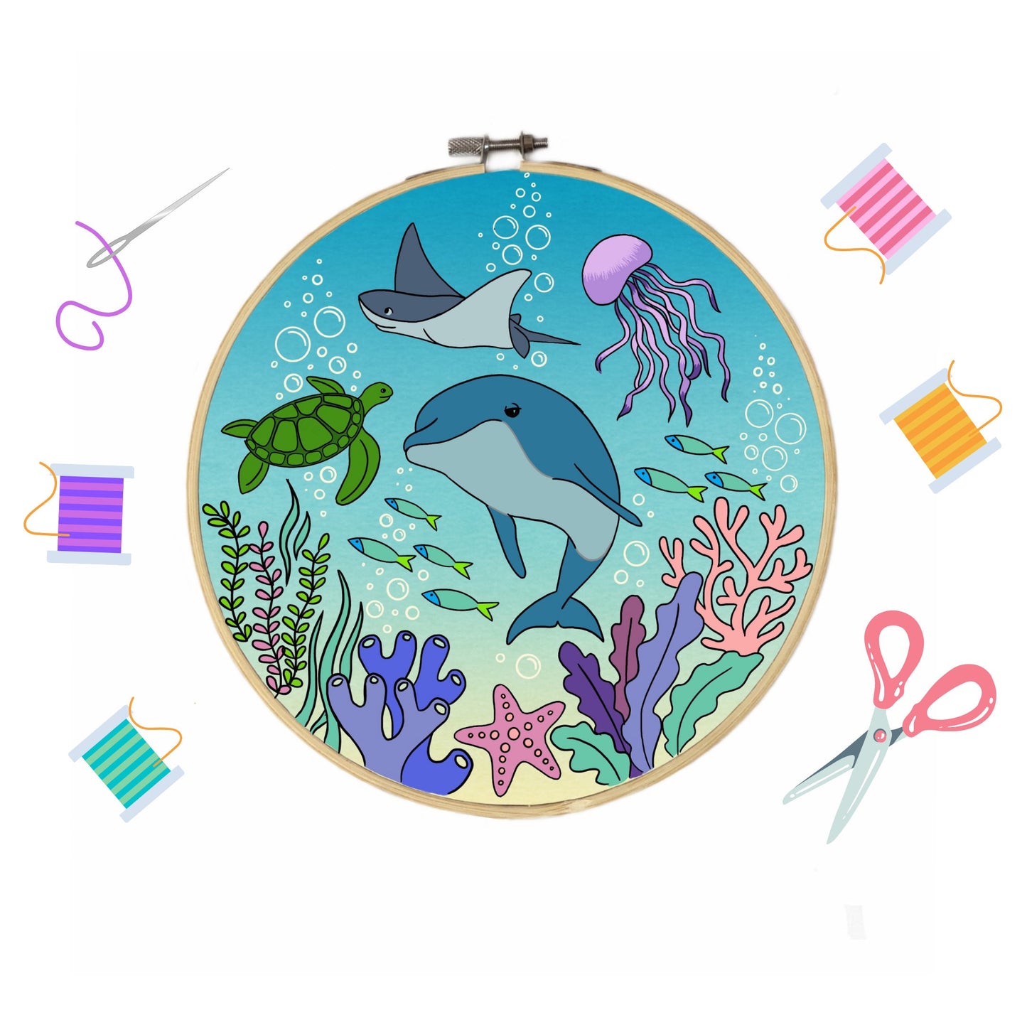 Under the Water - Hand Embroidery Pattern | Digital Download 8' hoop