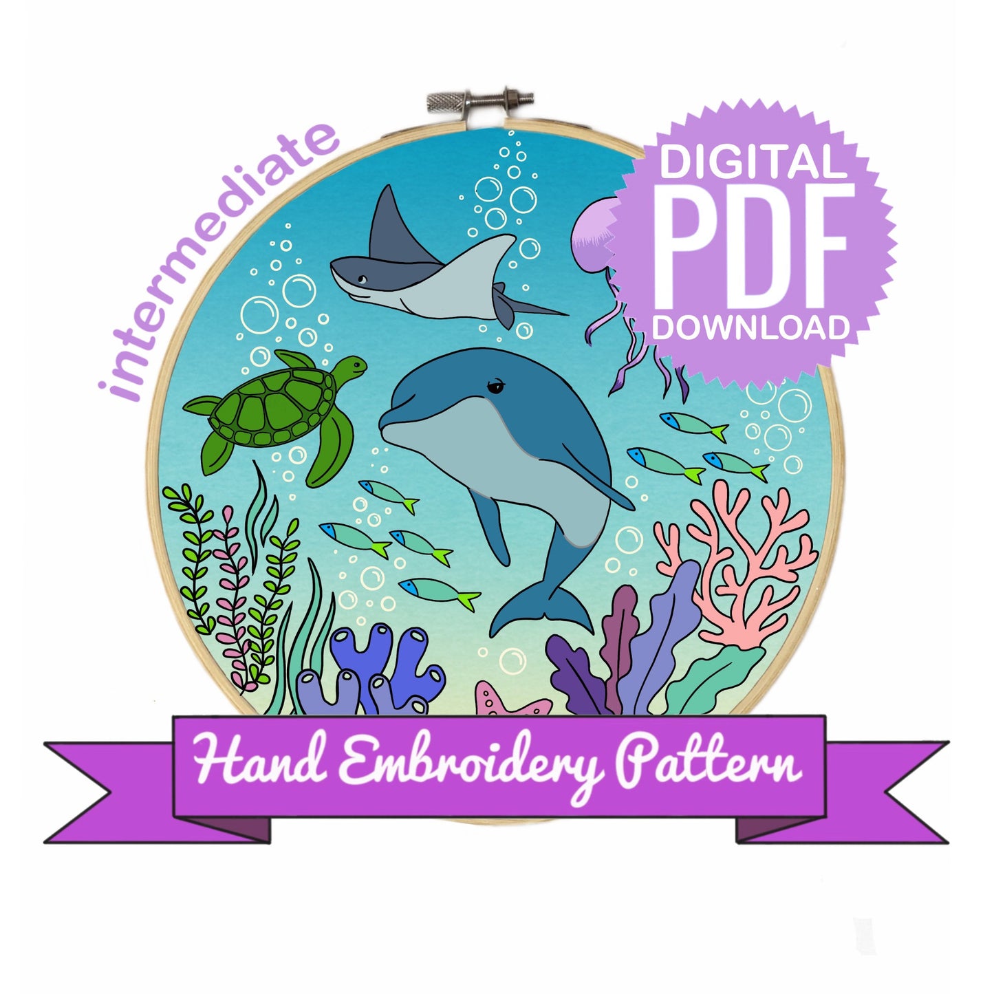 Under the Water - Hand Embroidery Pattern | Digital Download 8' hoop