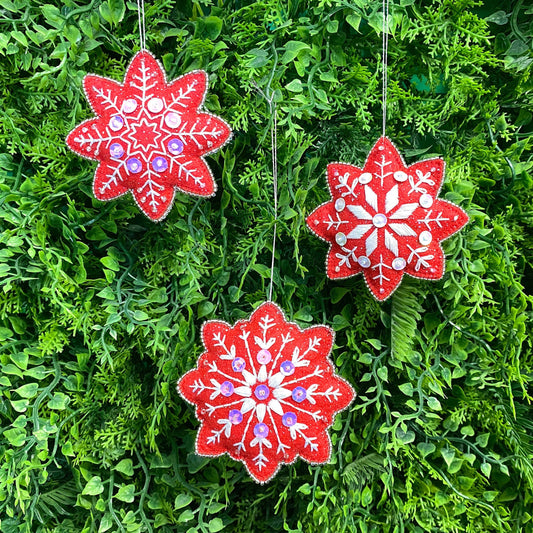 Set of 3 Snowflakes Christmas Ornaments | Hand Embroidery Pattern PDF | Digital Download