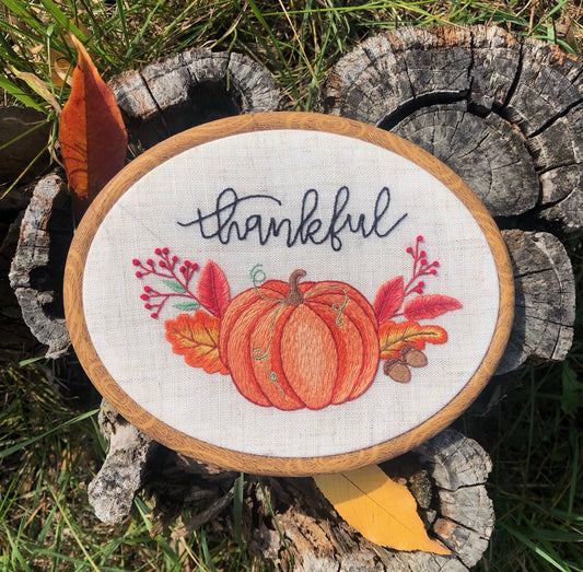 Thankful - Hand Embroidery Pattern | Digital Download | 8 inch