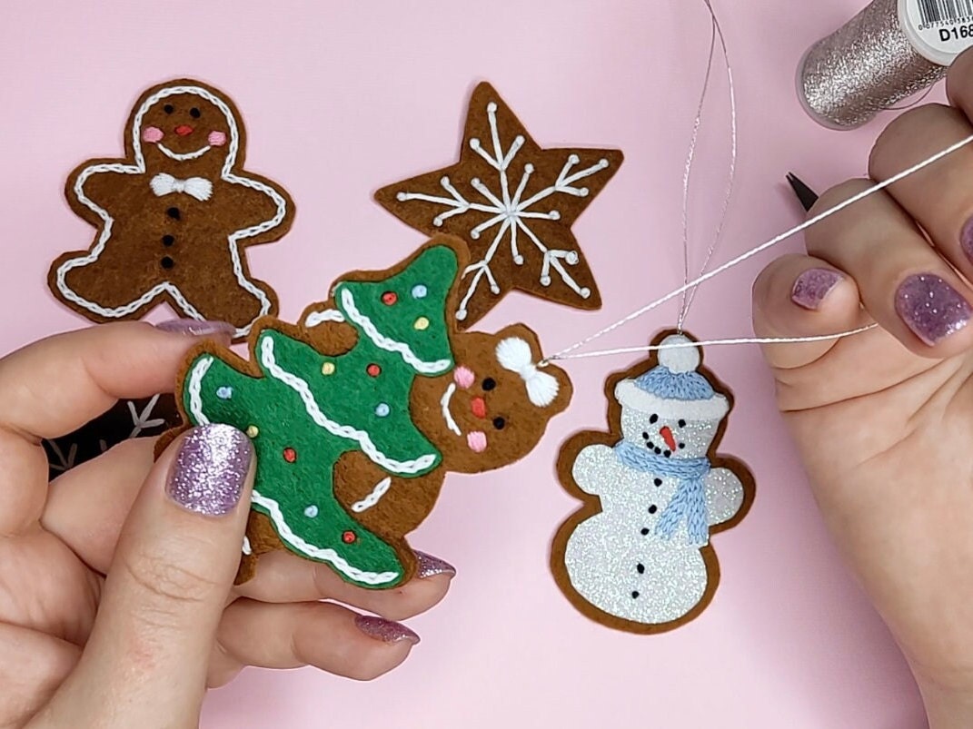 Gingerbread Cookies Christmas Ornaments - Hand Embroidery Pattern | Digital Download