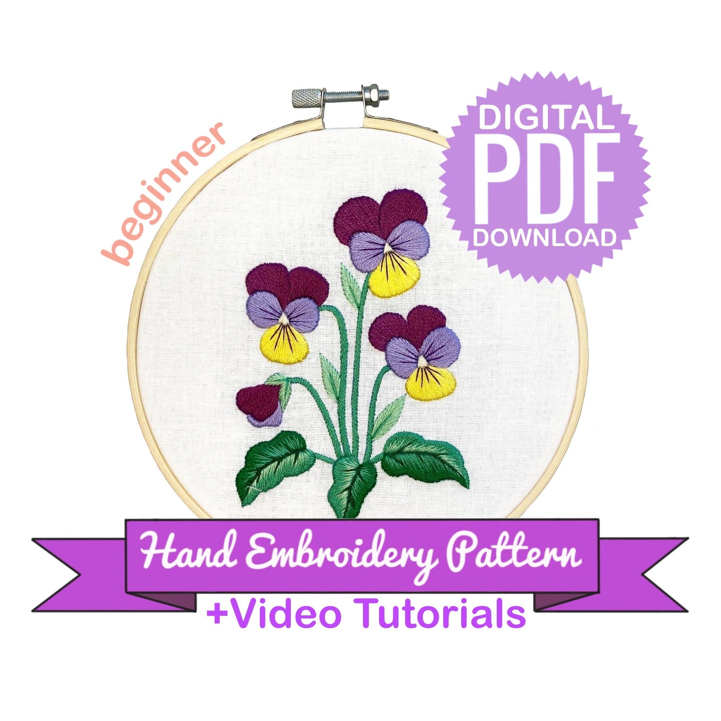 Wild Pansies - Hand Embroidery Pattern | Digital Download