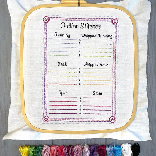 Outline Stitches Sampler for Beginners - Hand Embroidery PDF Pattern | Embroidery Samplers Guide Book