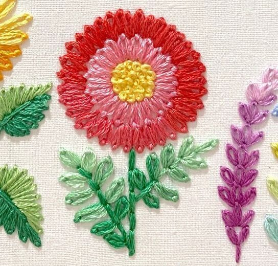 Lazy Daisy Stitch Sampler Page for Beginners - Hand Embroidery Pattern | Embroidery Samplers Guide Book