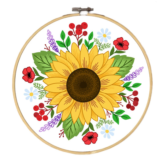 Sunflower and Summer Flowers - Hand Embroidery Pattern | Digital Download