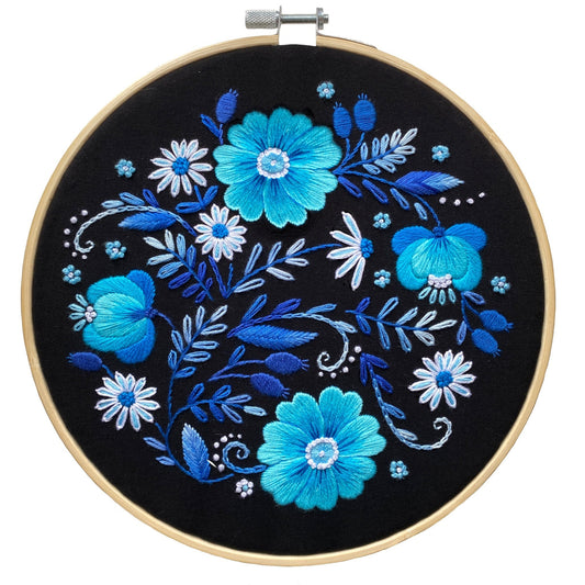 Neon Blue Wild Flowers - Hand Embroidery Pattern | Digital Download