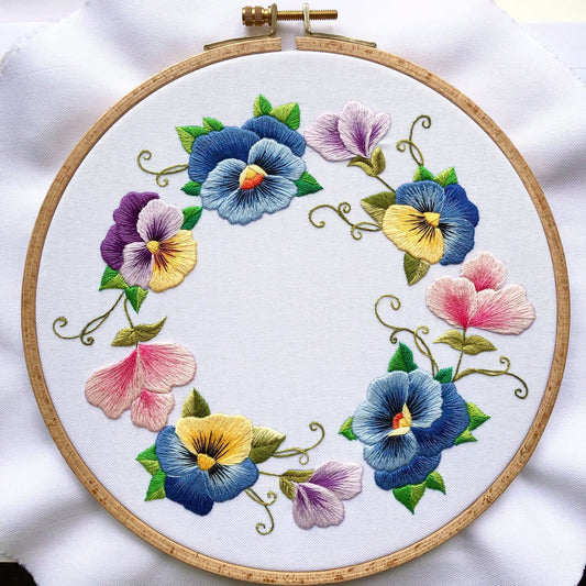 Spring Pansies Blue Version - Hand Embroidery Pattern| Digital Download PDF