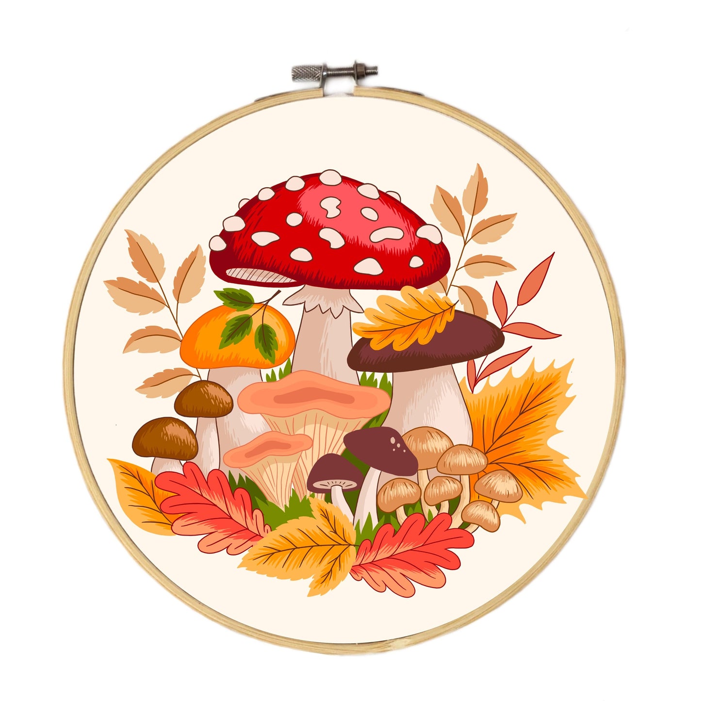 Autumn Mushrooms Hand Embroidery Pattern | 8' hoop | Digital Download