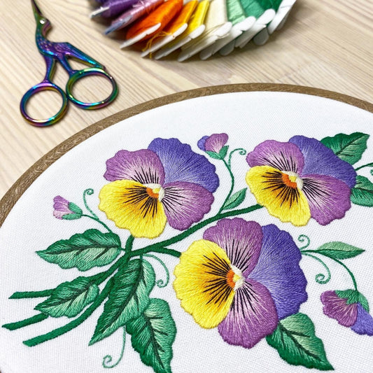 Vintage Pansies Bouquet - Hand Embroidery Pattern | Digital Download