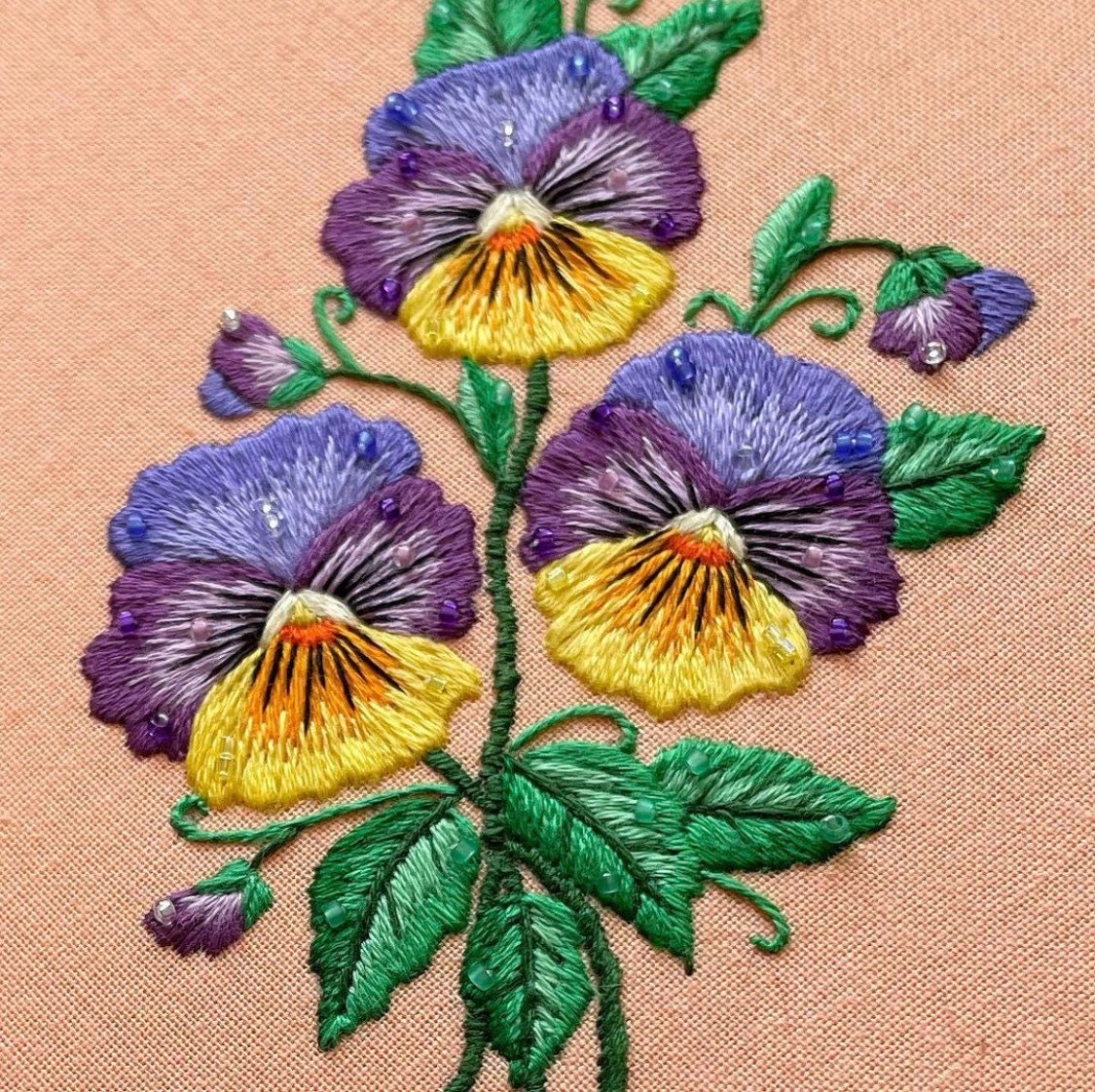 Vintage Pansies Bouquet - Hand Embroidery Pattern | Digital Download