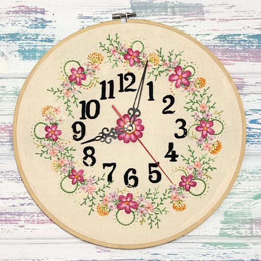 Spring Floral Clocks - Hand Embroidery Pattern | Digital Download