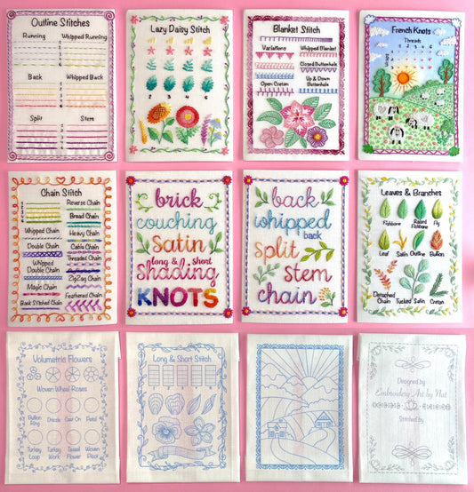 All 12 Patterns for Hand Embroidery Samplers Guide Book
