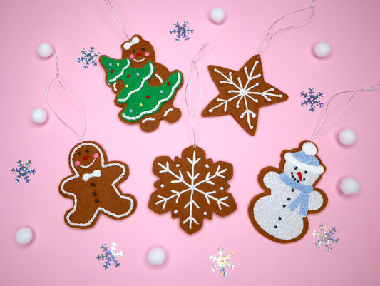 Gingerbread Cookies Christmas Ornaments - Hand Embroidery Pattern | Digital Download