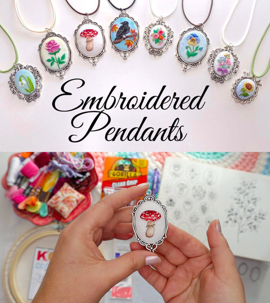 Make Your Own Embroidered Pendants PDF Pattern with 14 Different Designs + Detailed Video Tutorial